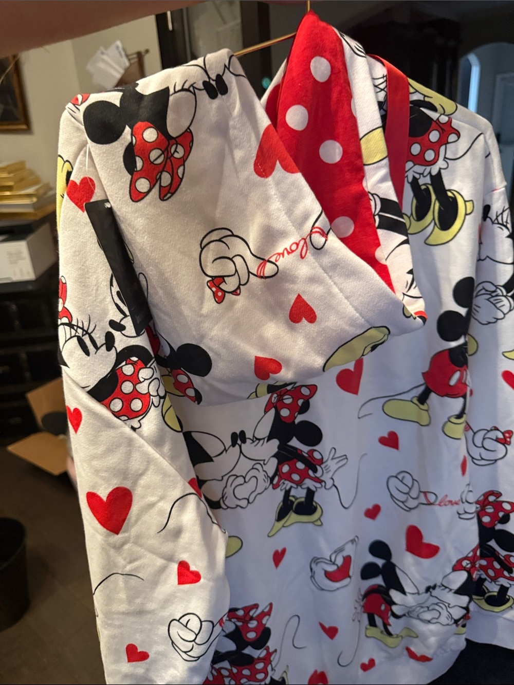 Loungefly Red White Black Yellow Mickey & Minnie Print Hoodie Dress